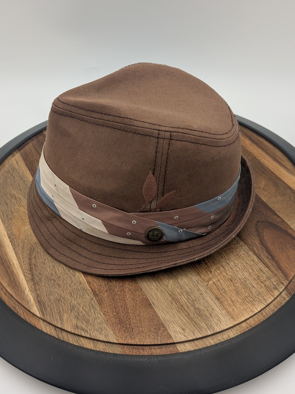 Goorin Bros Men's Brown Fedora Hat Trilby Teardrop Crown Multi-Color Band